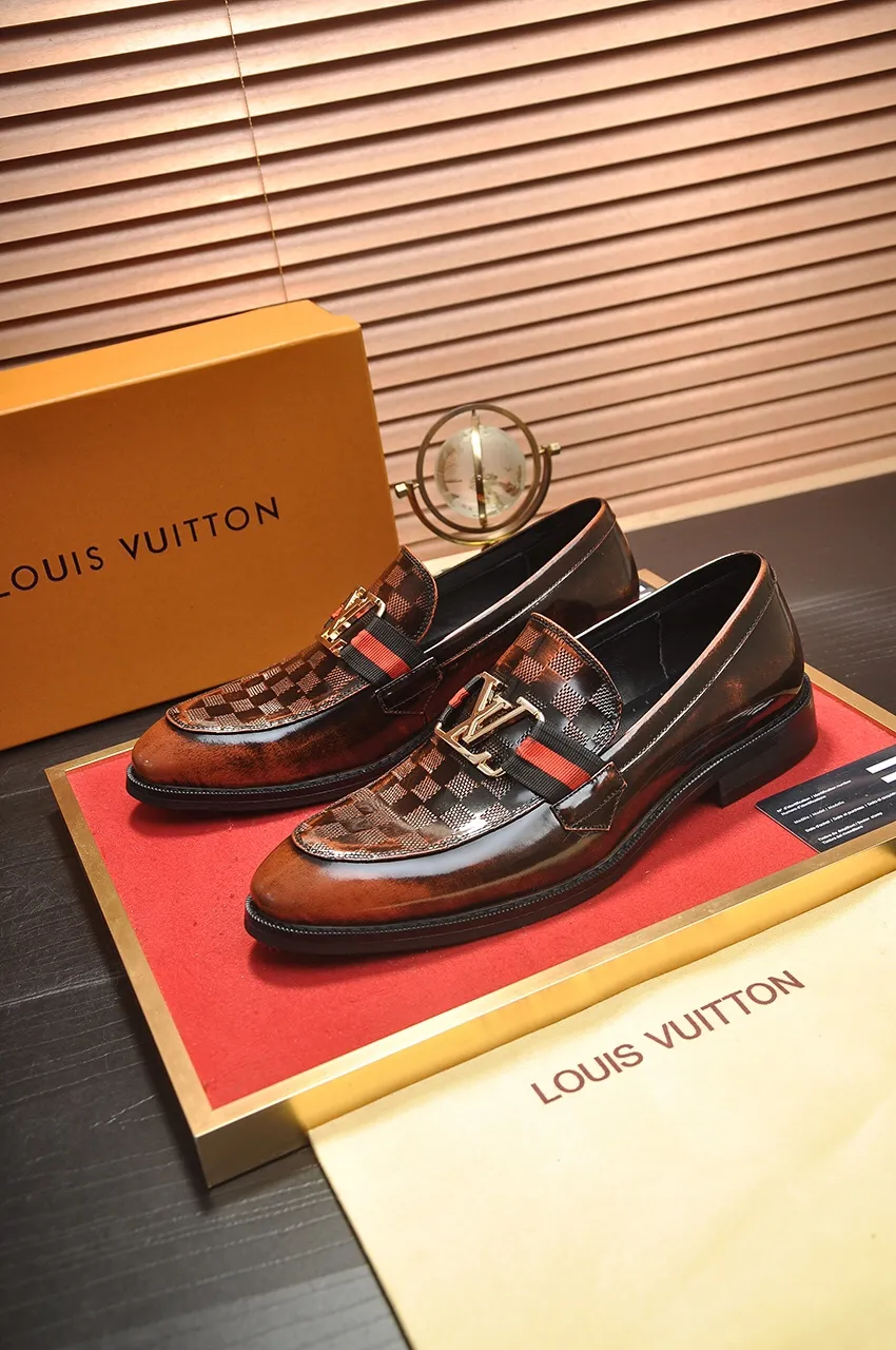 Men's shoes💰460💶【LOUIS VUITTON】(sheepskin lining) new cowhide LV formal shoes🎩🎩❗️🆘made one to one at the counter🎩original quality, imported cowhide upper➕full sheepskin lining➕original rubber outsole, {high quality visible}👣Size: 38-45 (45 custom-made)